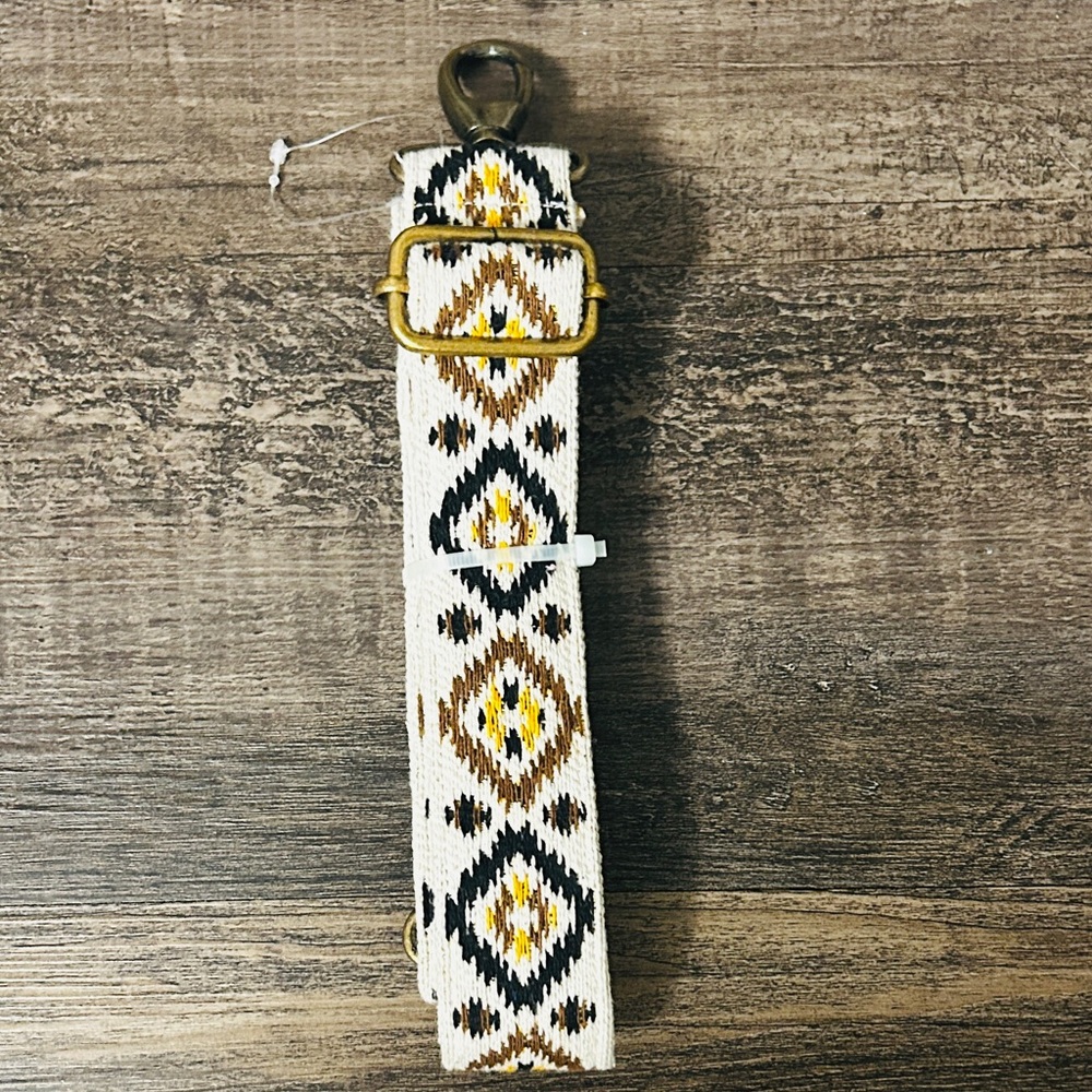 Neutral Ivory & Brown Patterned Crossbody Strap